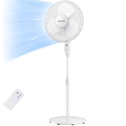 Midea PFS40A4BWW 16-Inch Pedestal Fan with Remote Control, White