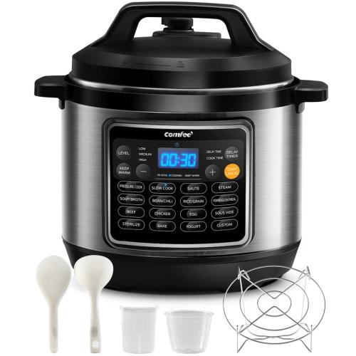Midea CPC80D7ASB COMFEE' 8-Quart 16-in-1 Stainless Steel Electric Pressure Cooker