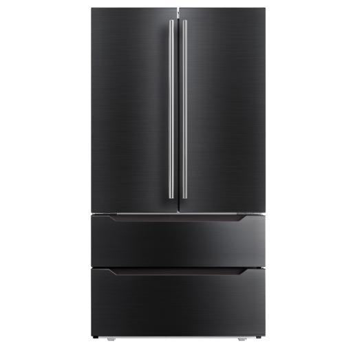 Midea MRQ23B4ABS 22.5 Cu. Ft. Counter-Depth 4-Door French Door Refrigerator - Black Stainless Steel